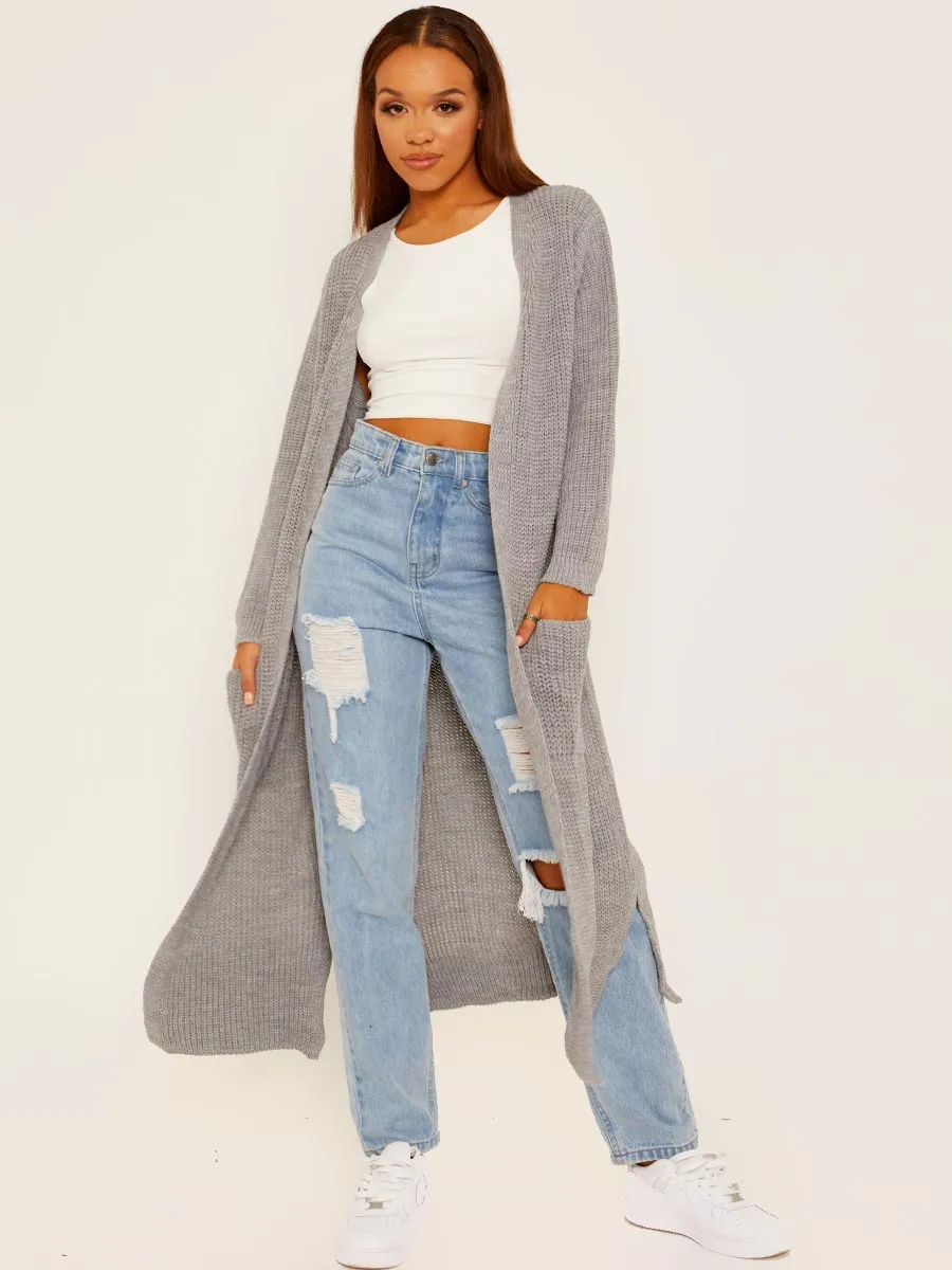 Longline Knitted Open Cardigan