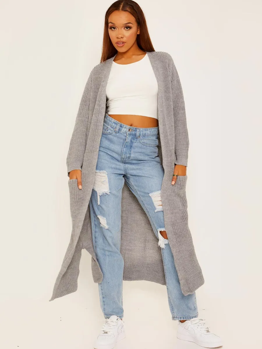 Longline Knitted Open Cardigan