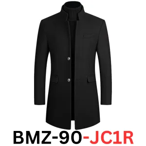 Lu's Chic Men's Long Trench Coat Single Breasted Thick Top Business Overcoat, S