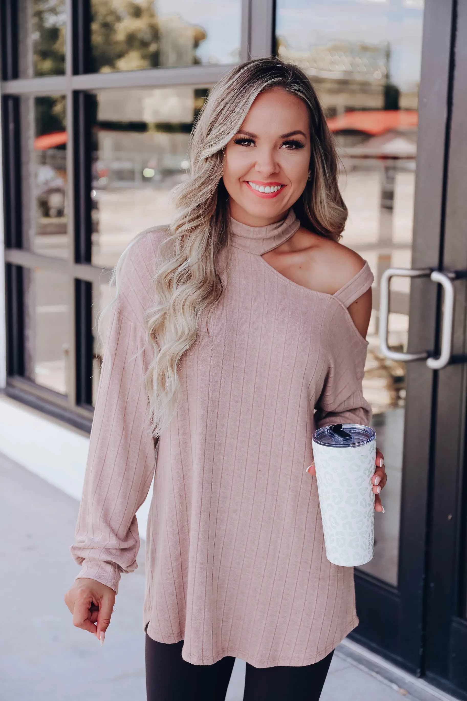Maddox Off Shoulder Sweater - Mocha