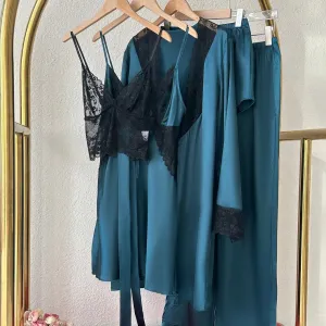 Maria 5 Packs Silk Lace Pajamas - Emerald