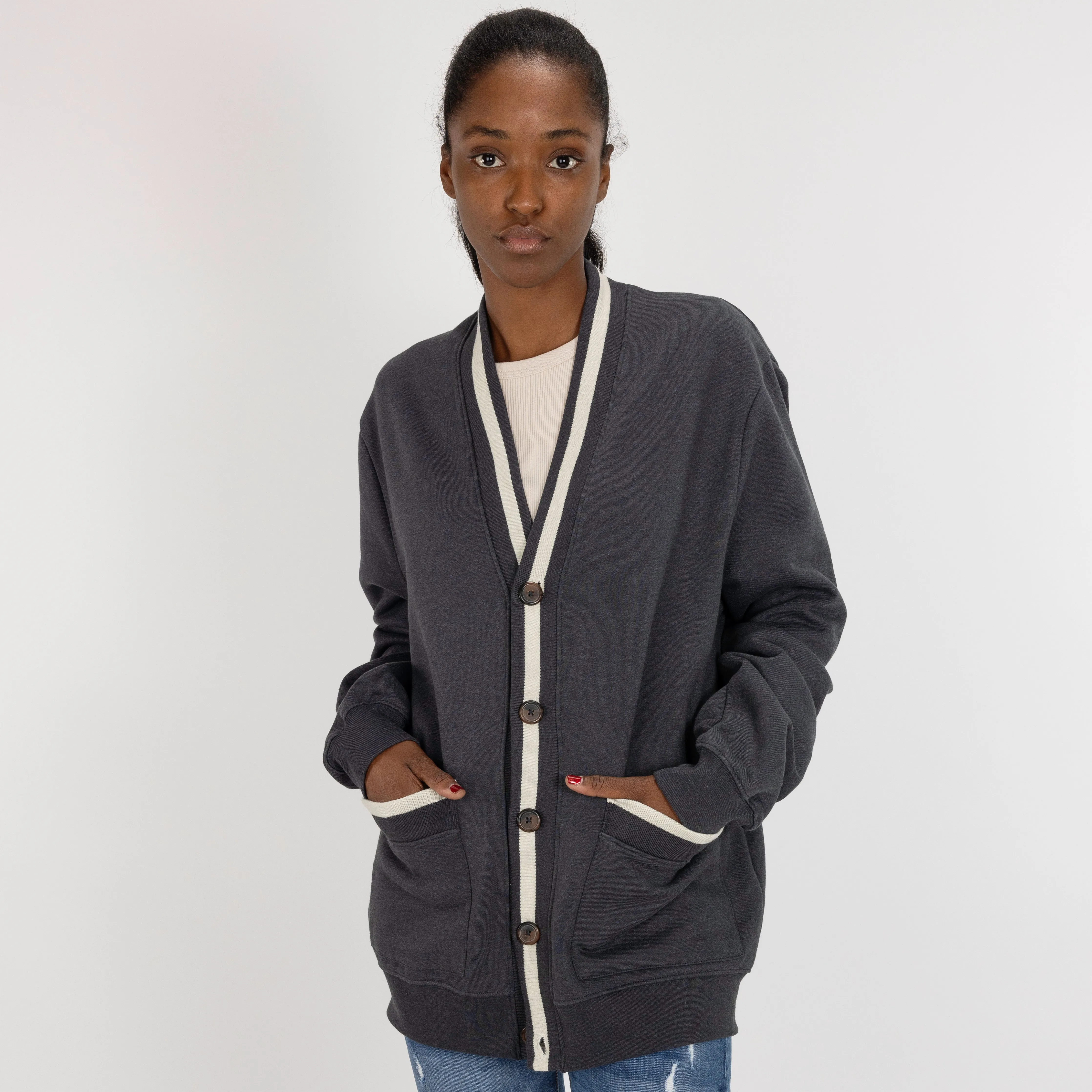 Mens Fleece Cardigan - Woodland Grey