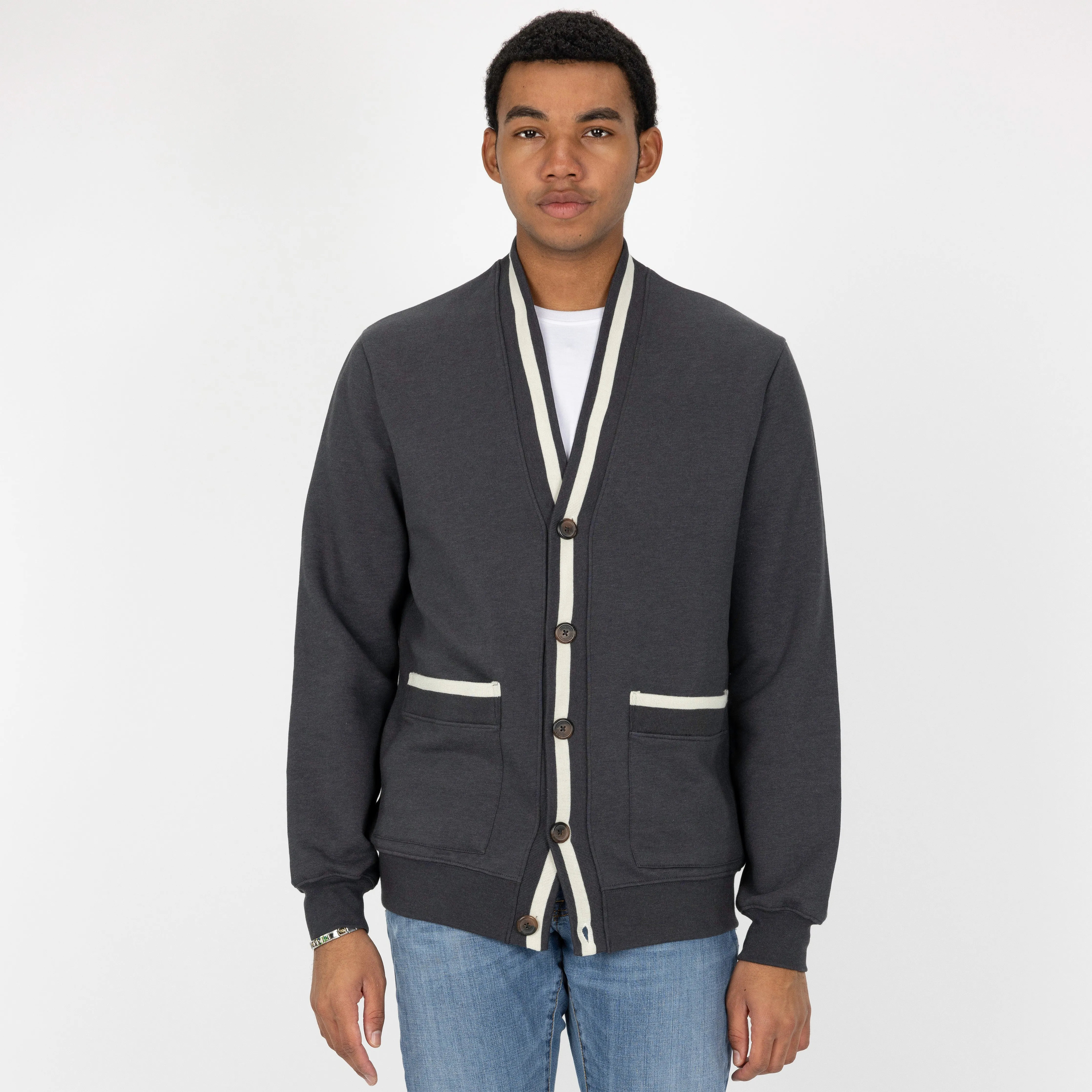Mens Fleece Cardigan - Woodland Grey