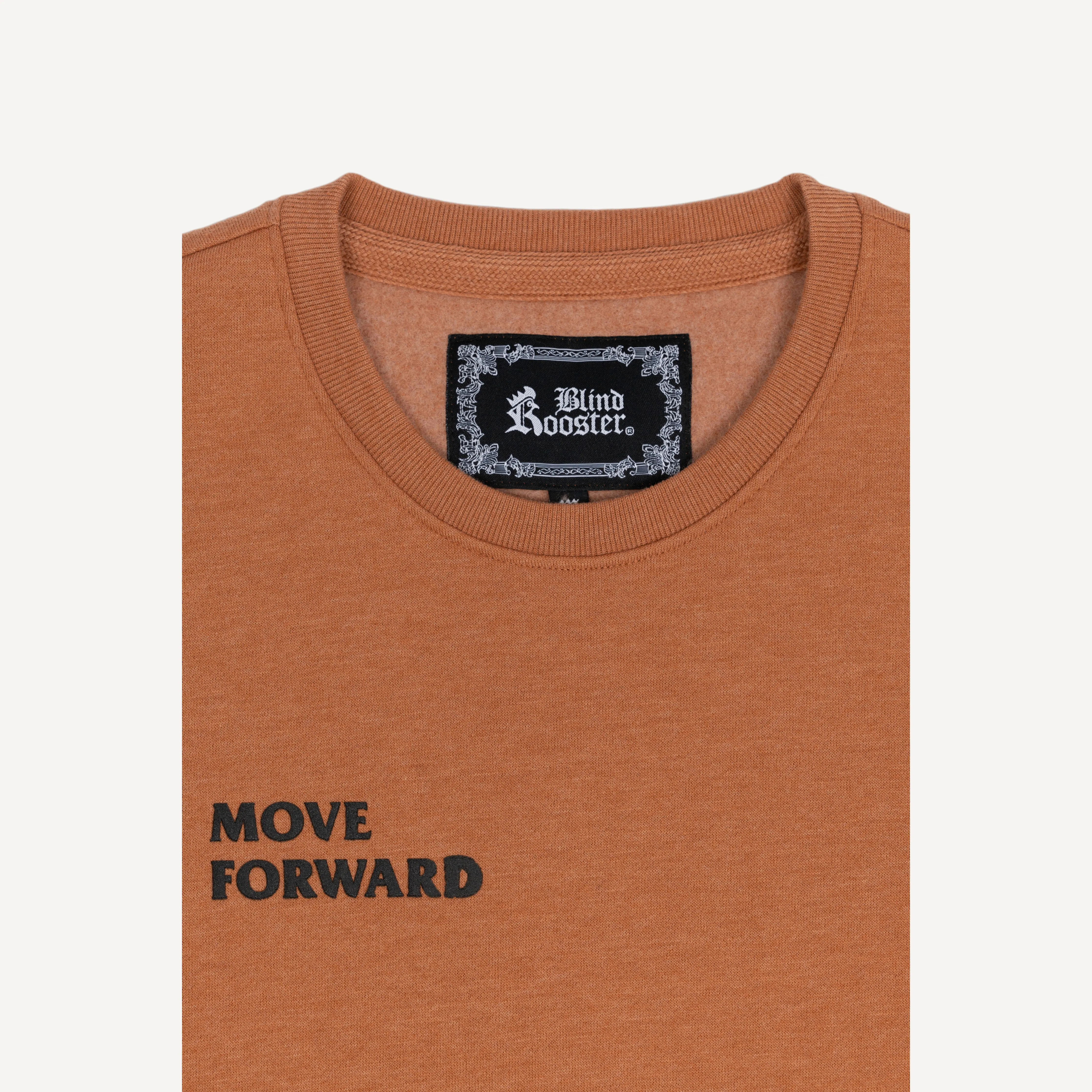 Mens Graphic Wraparound Crewneck Sweatshirt - Amber Brown / Move Forward