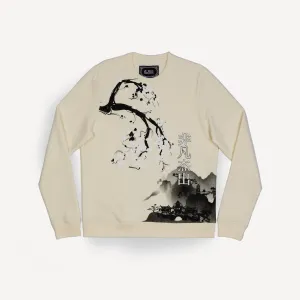 Mens Graphic Wraparound Crewneck Sweatshirt - Sugar Swizzle / Kanji Extraordinary