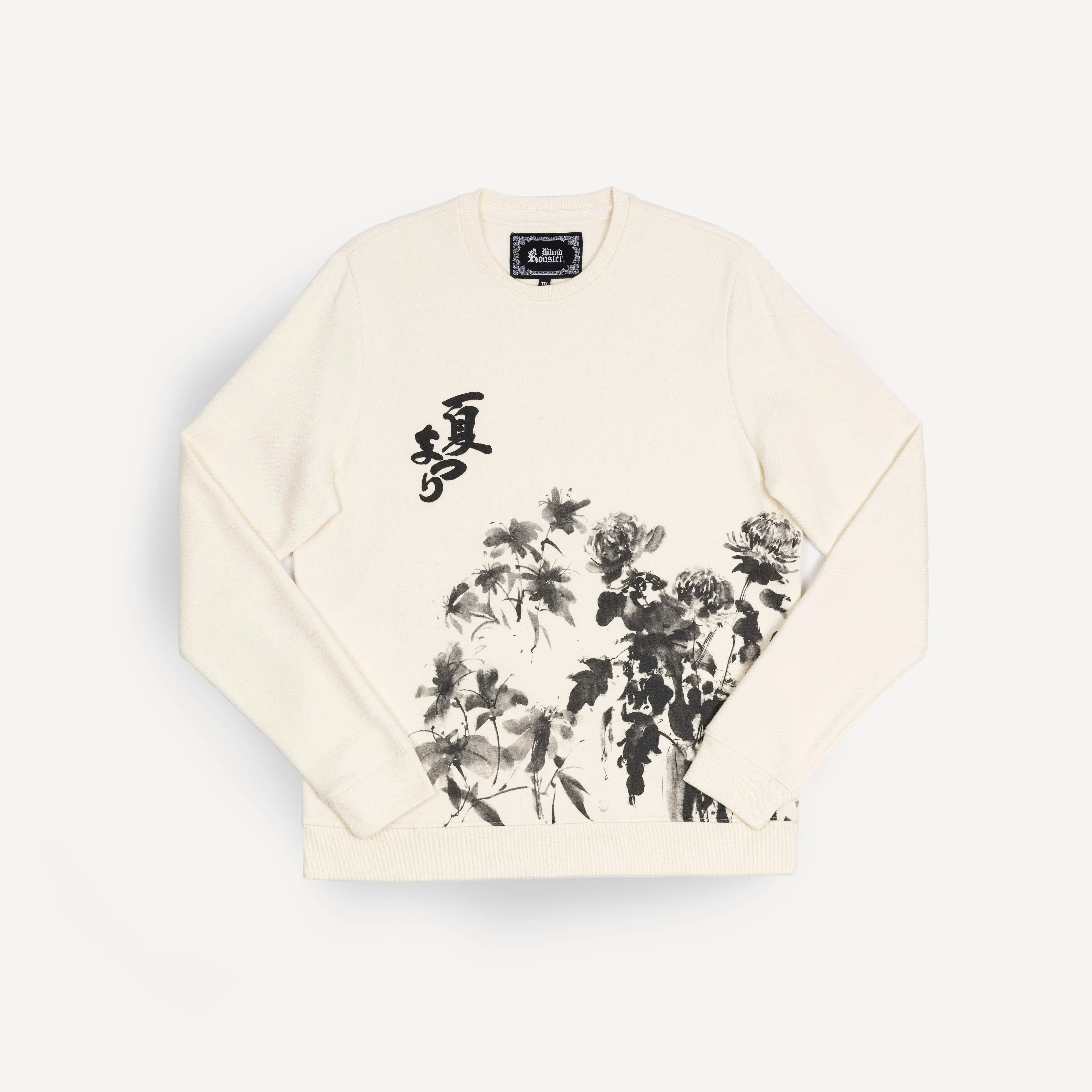 Mens Graphic Wraparound Crewneck Sweatshirt - Tofu / Kanji Summer Festival