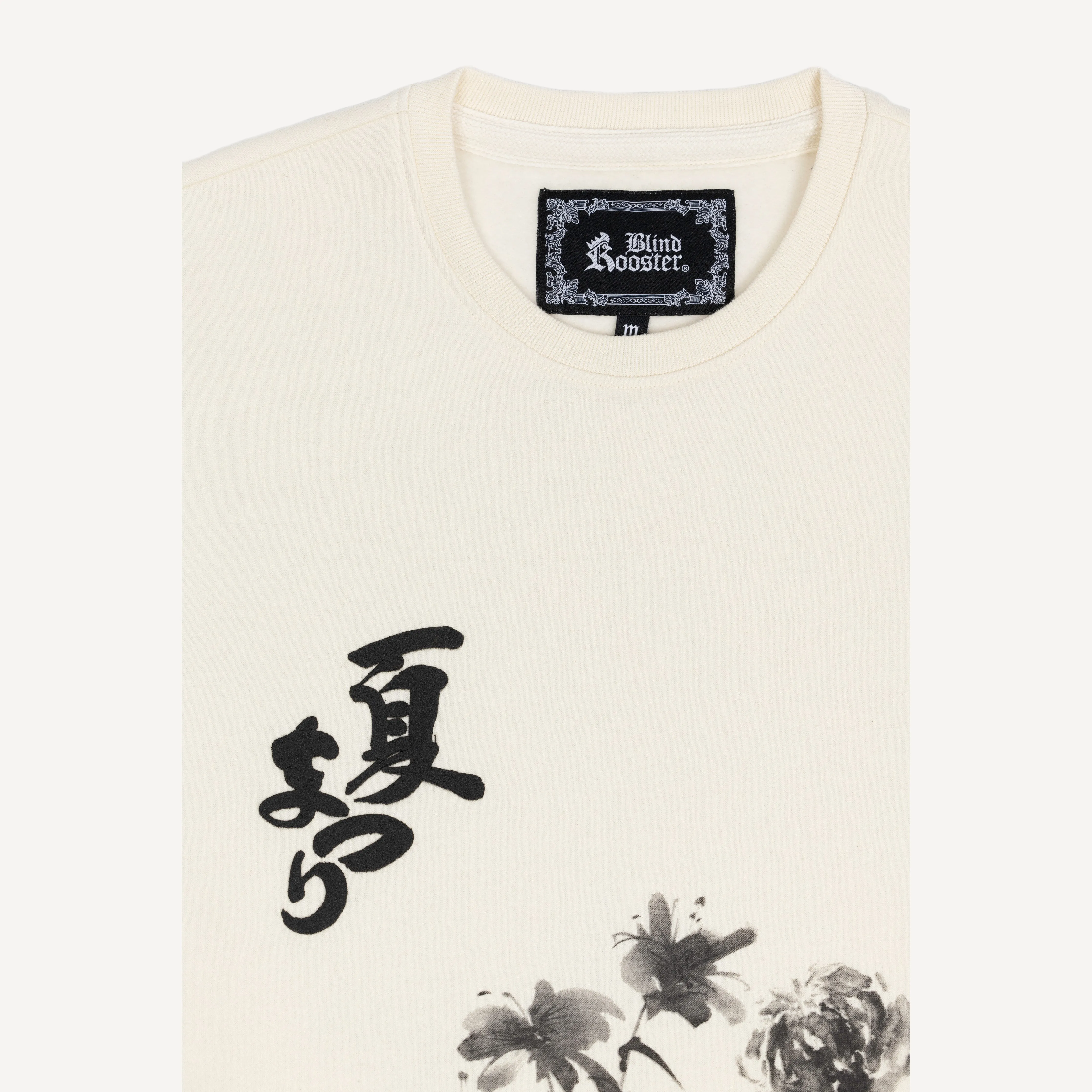 Mens Graphic Wraparound Crewneck Sweatshirt - Tofu / Kanji Summer Festival