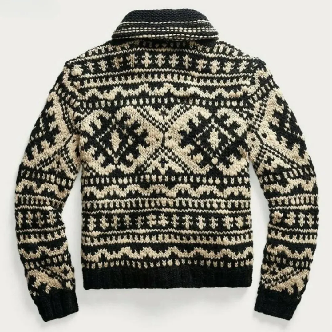 Men's Hand-Knitted Cardigan with Classic Fit
