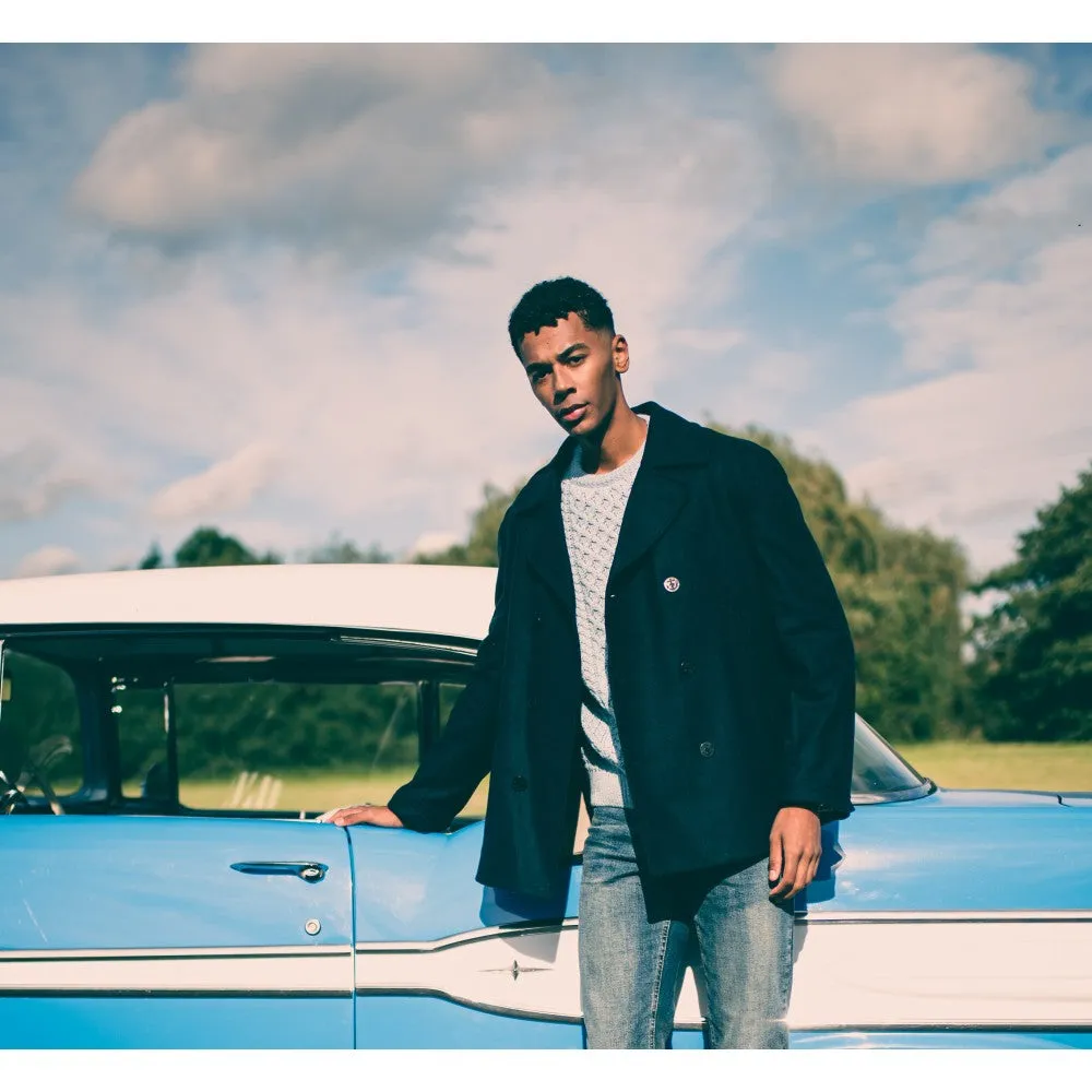 Men's Reef Pea Coat In Light Melton Fabric