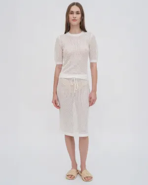 MESH CROPPED SLEEVE SWEATER