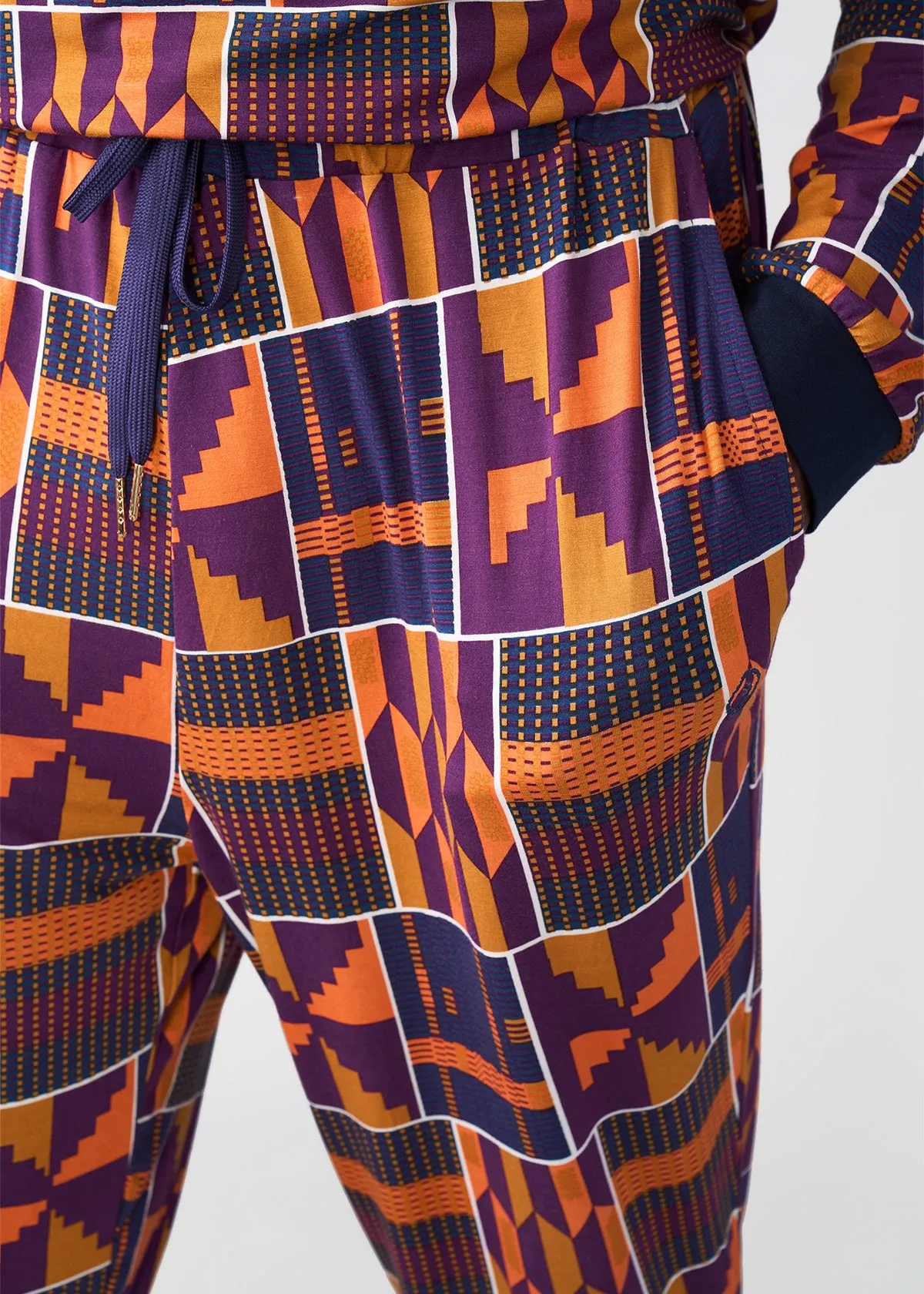 Mobisi Men's African Print Pajama Set (Harvest Orange Kente)