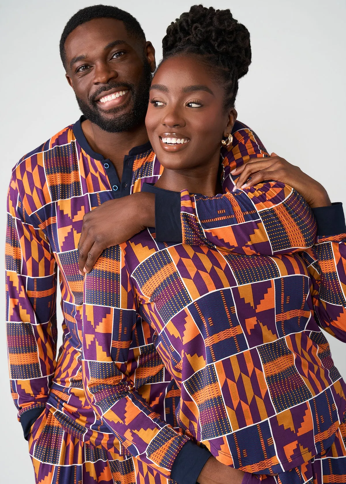 Mobisi Men's African Print Pajama Set (Harvest Orange Kente)