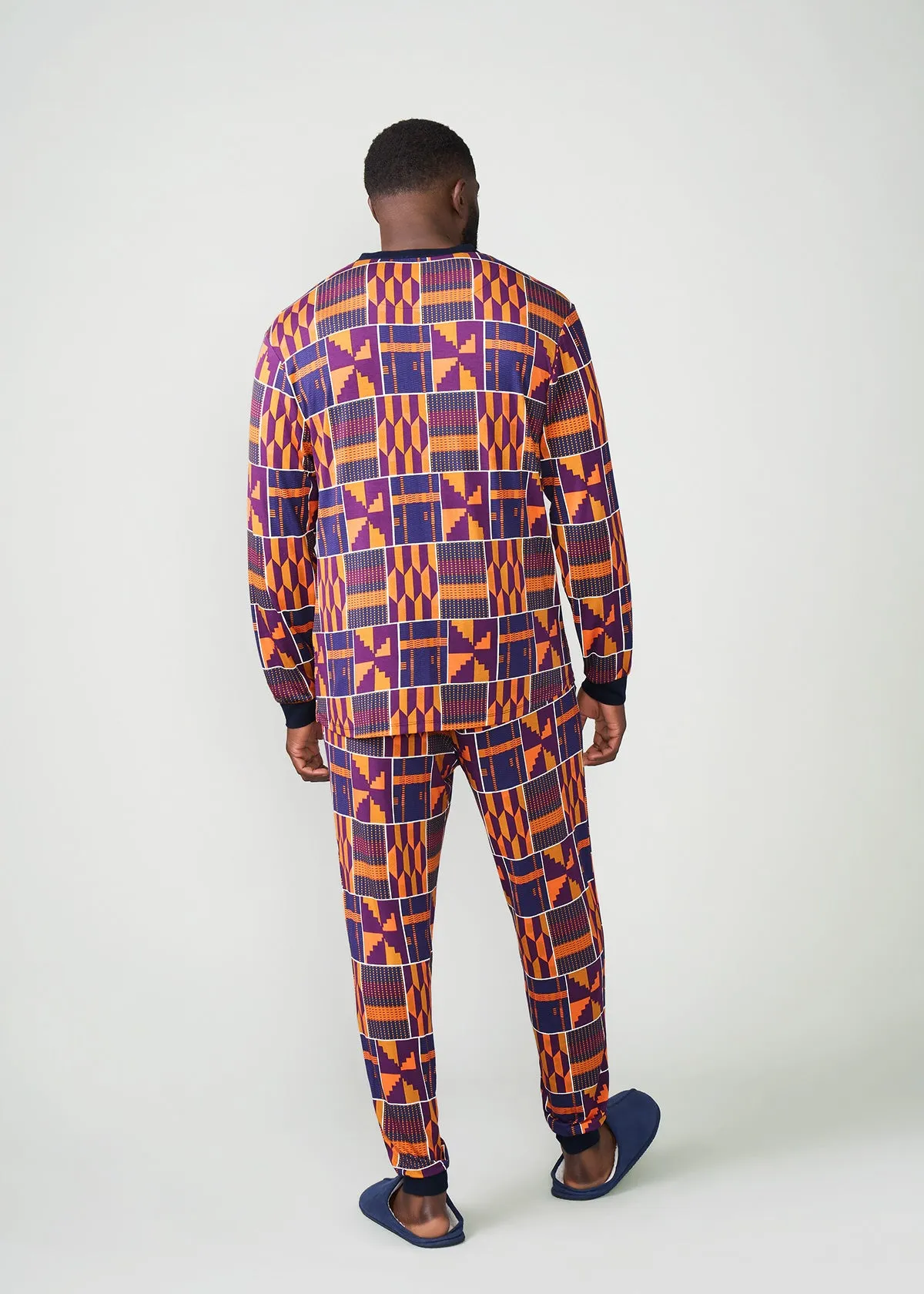 Mobisi Men's African Print Pajama Set (Harvest Orange Kente)