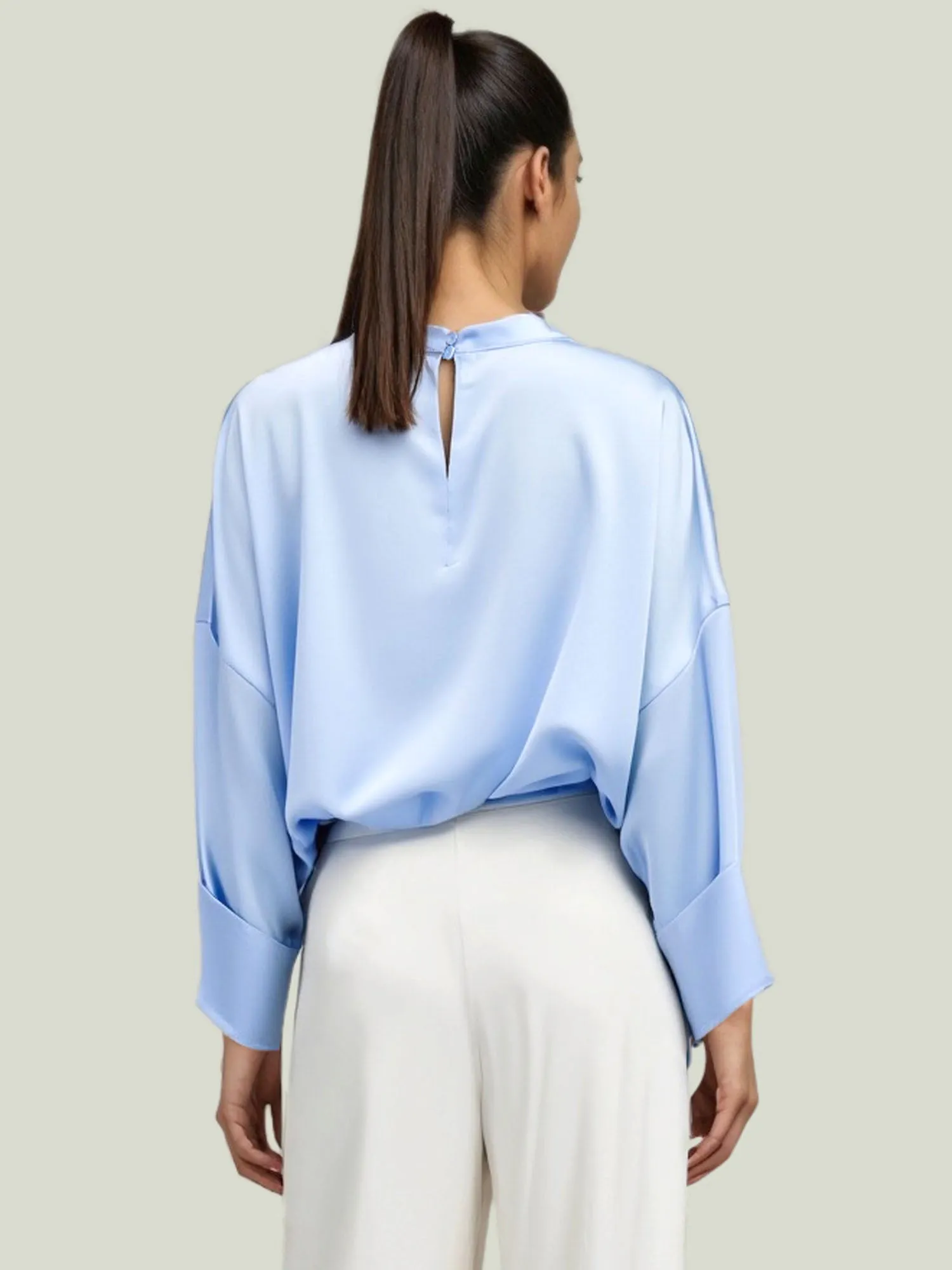 Mock Neck Satin Blouse