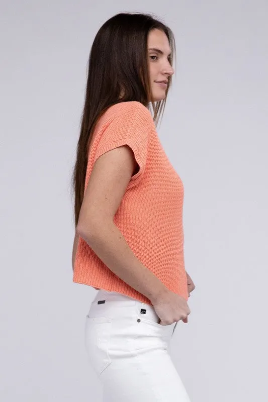 Mock Neck Short Sleeve Sweater