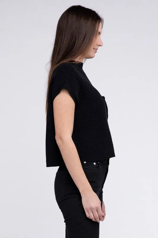 Mock Neck Short Sleeve Sweater