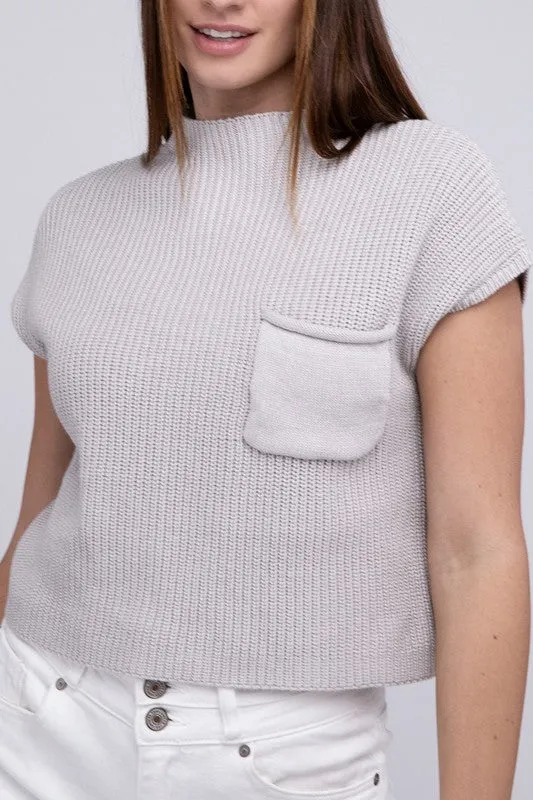 Mock Neck Short Sleeve Sweater