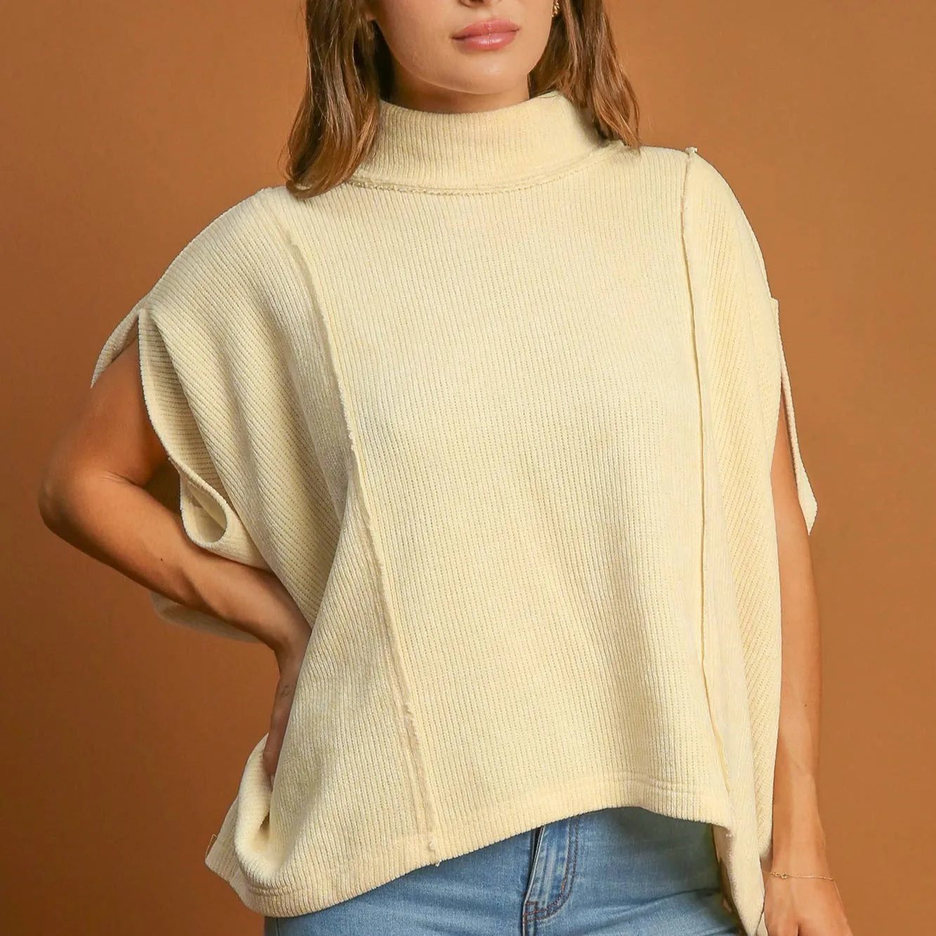 Mock Neck Short Sleeve Top
