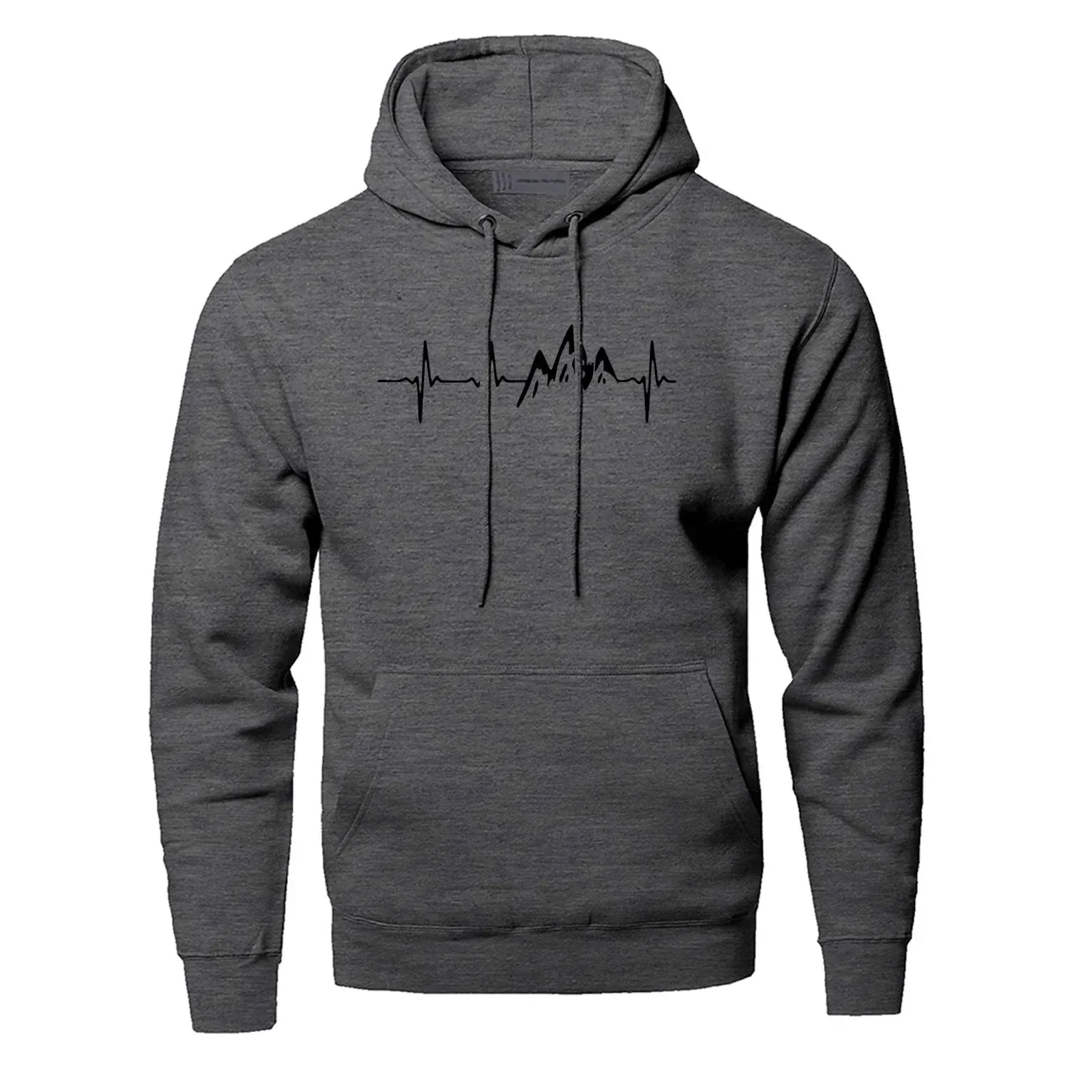 Mountain Heartbeat Men's Autumn Long Sleeve Hoodies