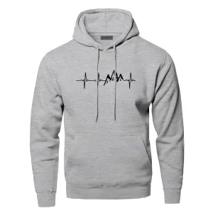 Mountain Heartbeat Men's Autumn Long Sleeve Hoodies