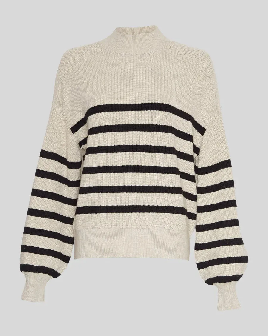 MSCH Maura Rachelle Ribbed Knit - Oatmeal with Black Stripes
