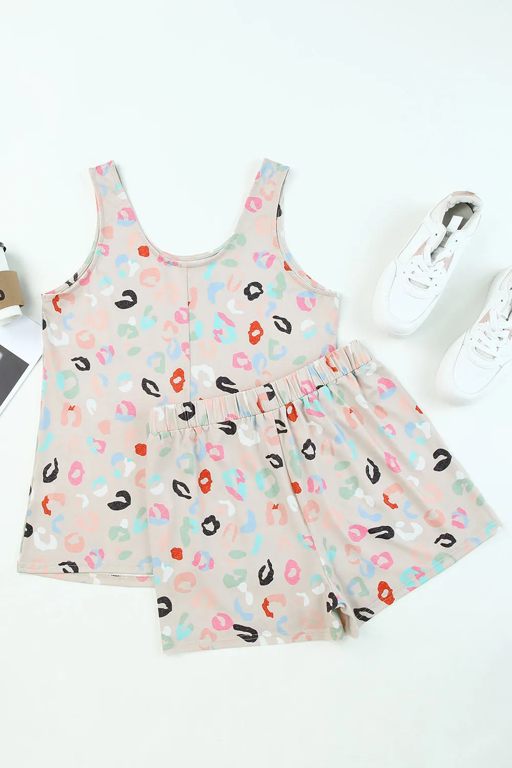 Multicolor Floral Print Tank and Shorts Lounge Set