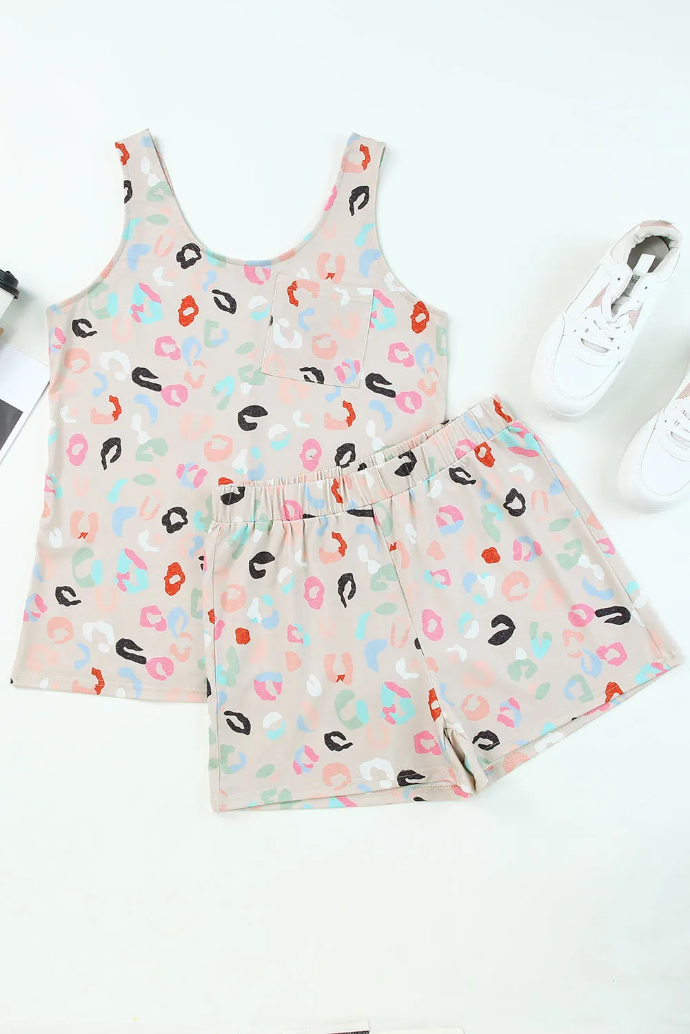 Multicolor Floral Print Tank and Shorts Lounge Set