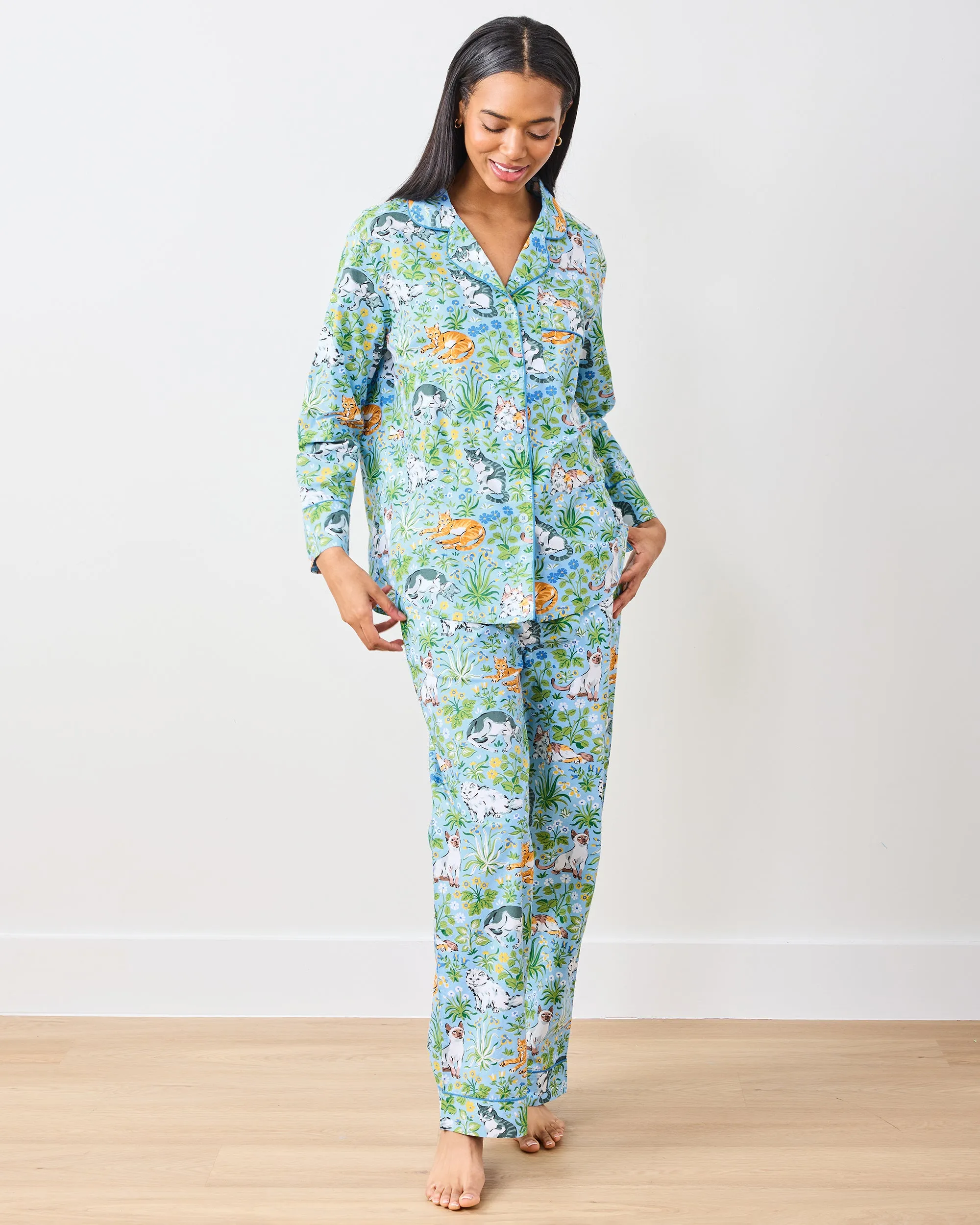 Must Love Cats - Tall Long PJ Set - Cornflower