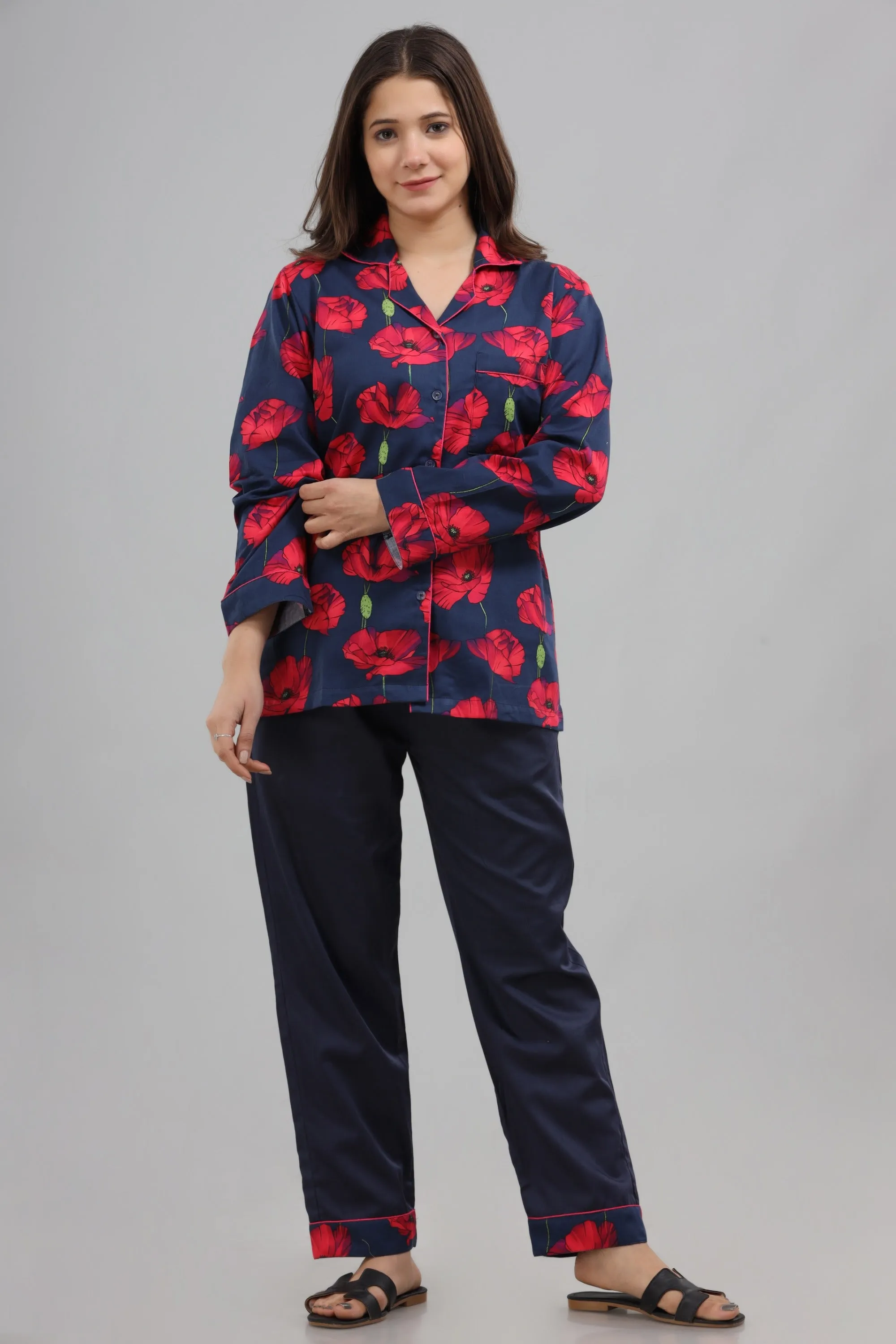 Navy blue floral print