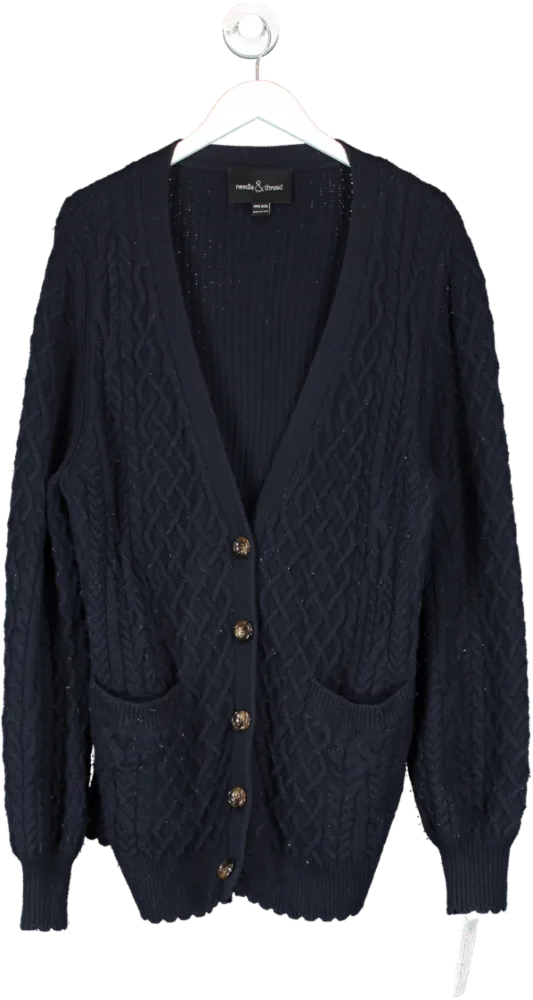Needle & Thread Blue Elsie Cable Longline Cardigan One Size