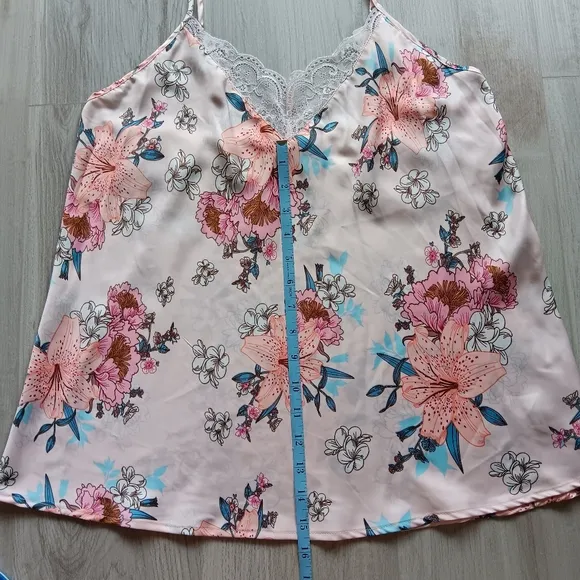 NEW Flora Nikrooz Cami Short Pajama Set Lace Pink Blue White Sexy Floral Large
