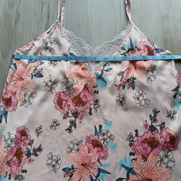 NEW Flora Nikrooz Cami Short Pajama Set Lace Pink Blue White Sexy Floral Large