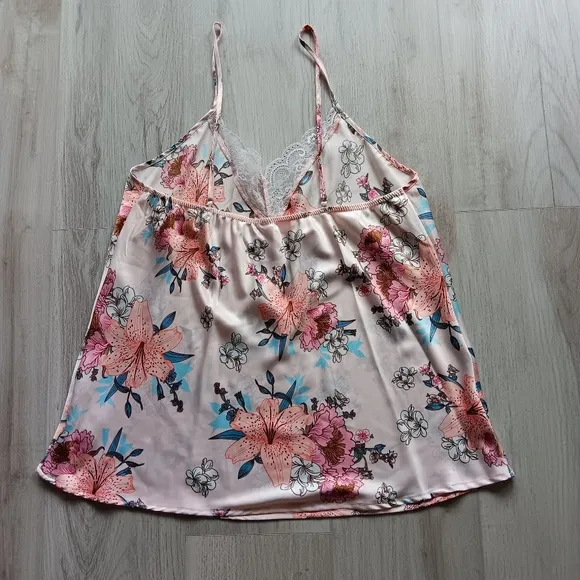 NEW Flora Nikrooz Cami Short Pajama Set Lace Pink Blue White Sexy Floral Large