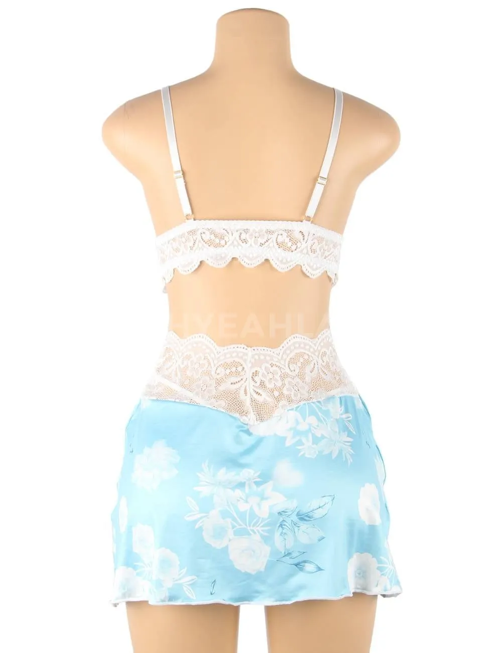 New Floral Print Lace-up Babydoll Without Underwire