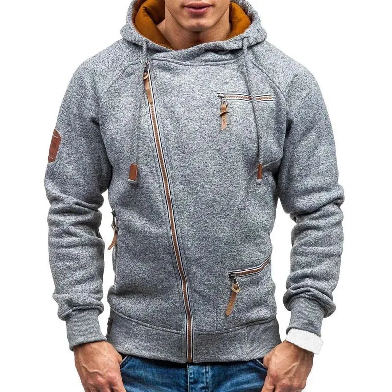 New Hoodie Men 2023 Spring Casual Solid Long Sleeve Mens Hoodies Sweatshirts Slim Zipper Hoody Sweatshirt Men Hooded Streetwear