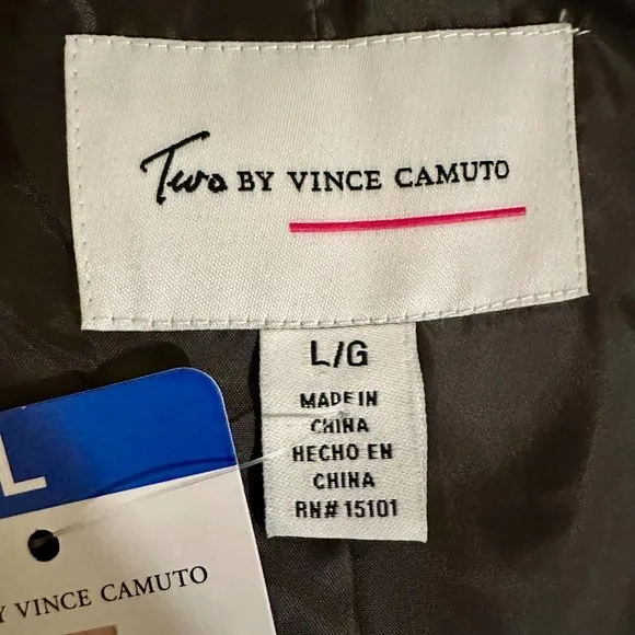 New Two By Vince Camuto Walker Coat Size L Grey Mid Length Hooded Fully Lined