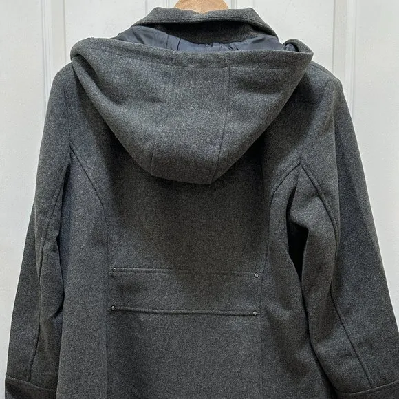 New Two By Vince Camuto Walker Coat Size L Grey Mid Length Hooded Fully Lined