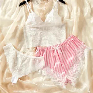 New Victoria Stripes Pajamas Set - Pink & White