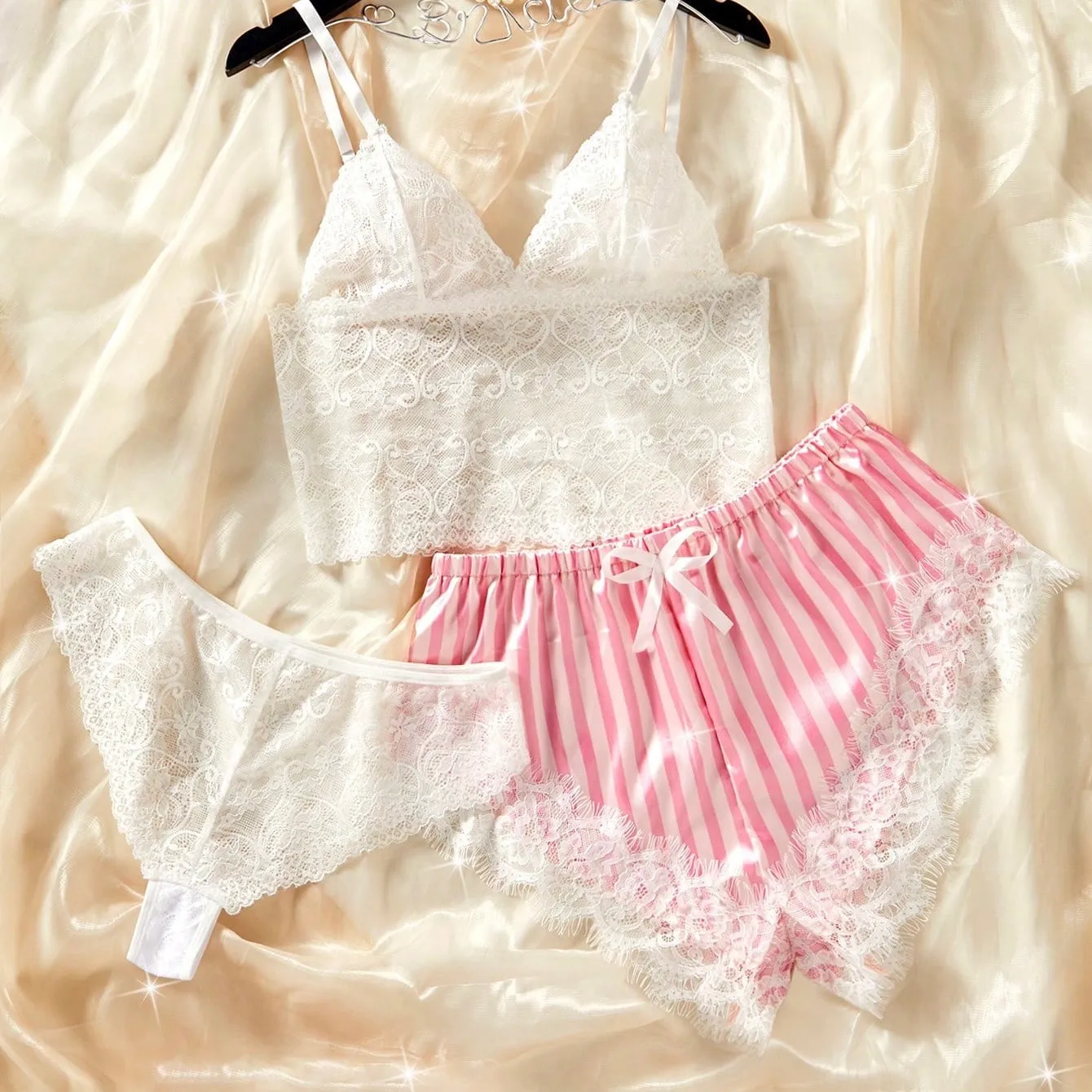 New Victoria Stripes Pajamas Set - Pink & White