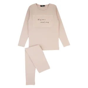 Noggi Pink Linen Patch Loungewear Set