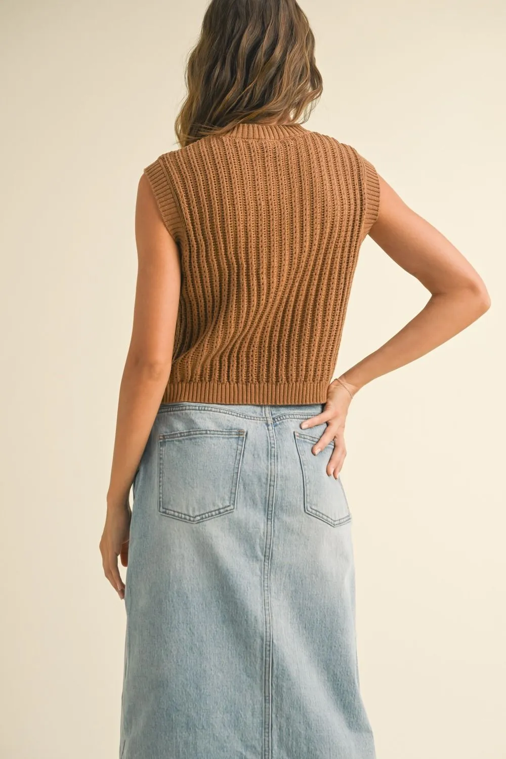 Nutmeg Button Front Sweater Vest