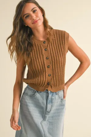 Nutmeg Button Front Sweater Vest