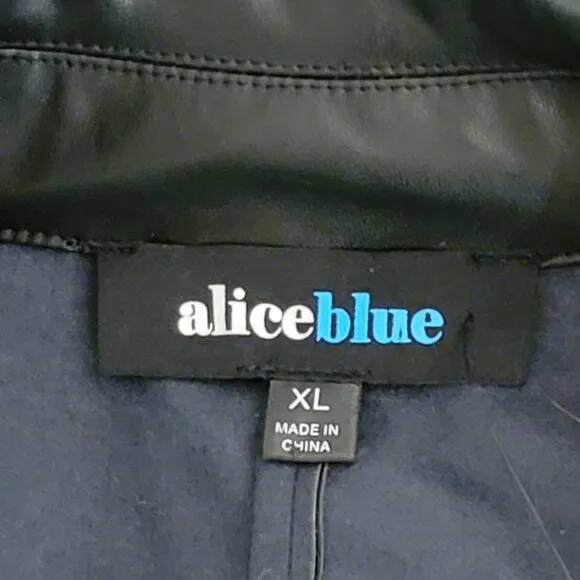 NWT Alice Blue Black &amp; White Plaid  Faux Leather Trench Coat - XL
