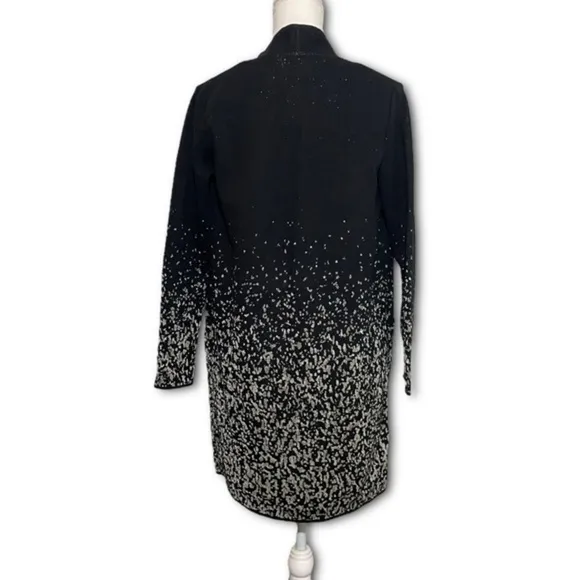 NWT JM Collection Black Gold Metallic Open Front Cardigan Knit Sweater XS New