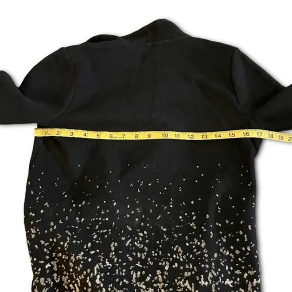 NWT JM Collection Black Gold Metallic Open Front Cardigan Knit Sweater XS New