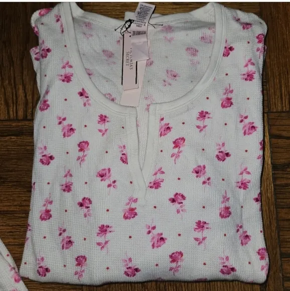 NWT Victoria's Secret Thermal Floral Pink Pajamas- size XXL