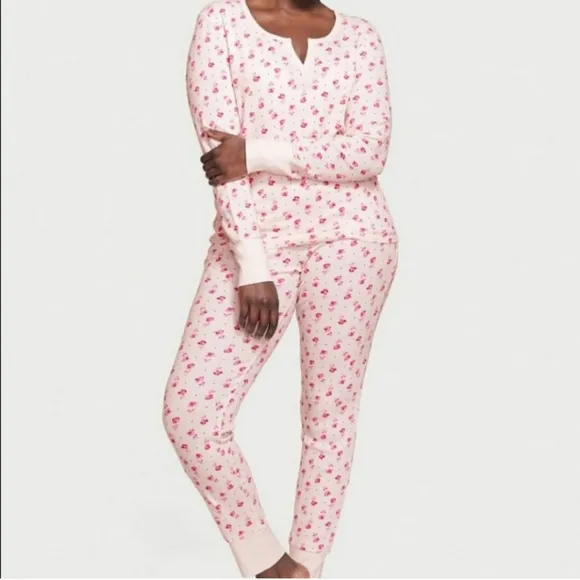 NWT Victoria's Secret Thermal Floral Pink Pajamas- size XXL