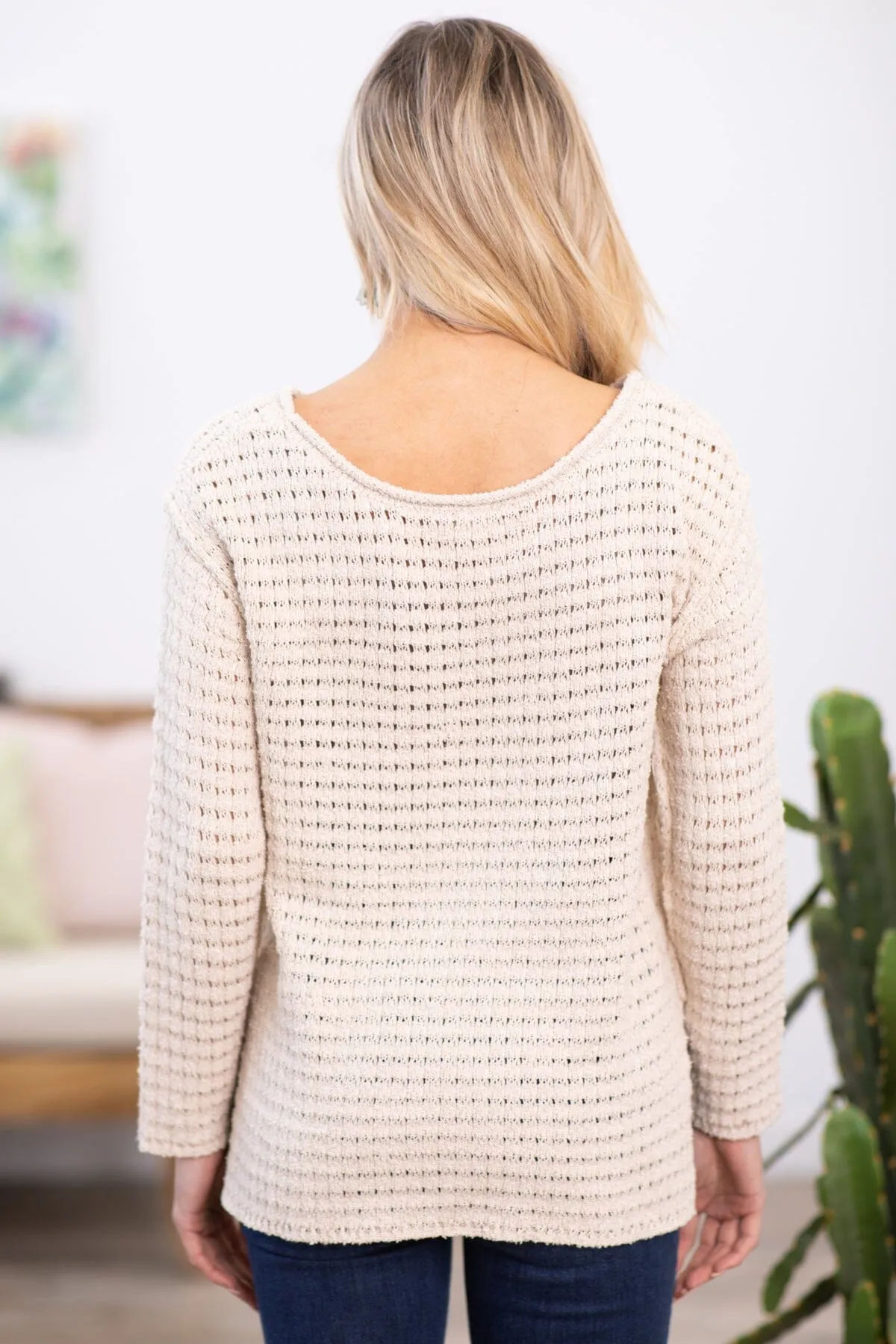 Oatmeal Waffle Knit Sweater