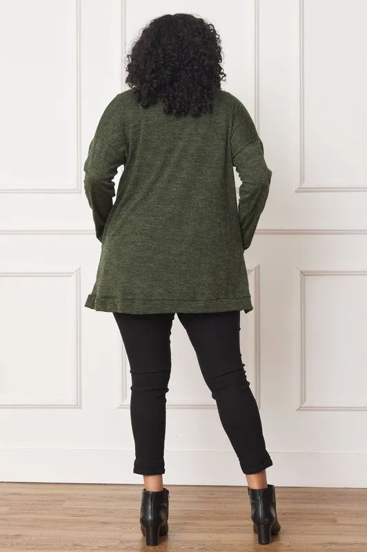 Olive Green Solid Drape Pocket Cardigan