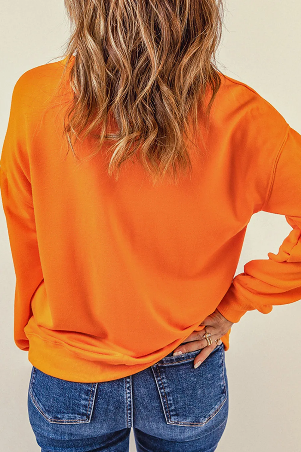 Orange Leopard Pumpkin Printed Daily Sweatshirt